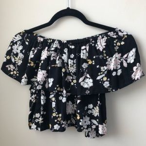 Medium Billabong Floral Off-the-Shoulder Crop Top